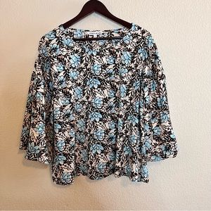 Elizabeth and James Puff Sleeve Floral Blouse Size XL